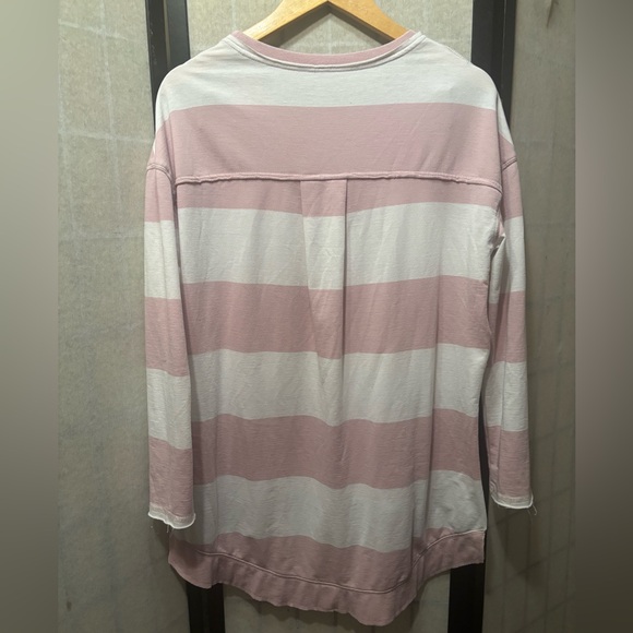 Z SUPPLY The Weekender Cotton Blend Oversized Striped High Low Pullover Top - Picture 2 of 8